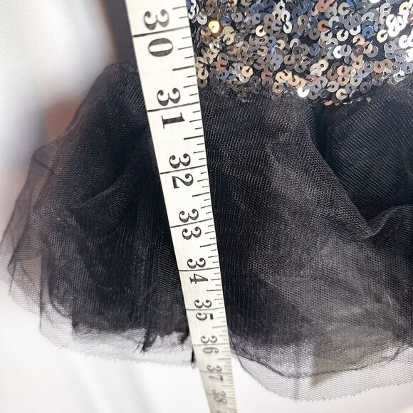 Symphony Party Girl Dress Silver Asymmetrical Poof Ruffle Size M - Picture 6 of 14